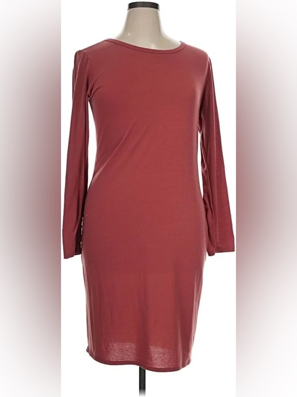 LuLaRoe long-sleeve stretch jersey midi dress in a deep red Large (preowned)